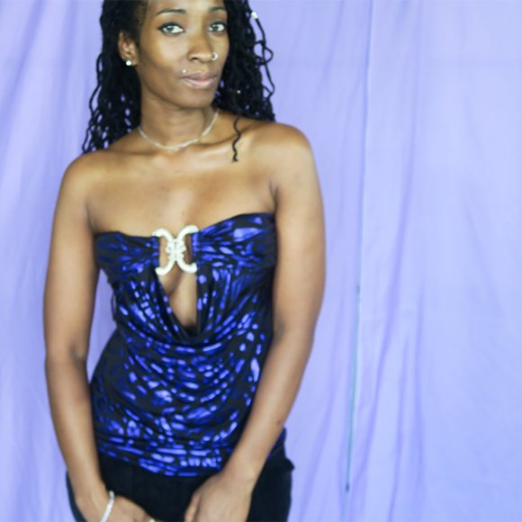 Pinkeli Strapless flashy rhinestone jeweled party in purple and silver size S - Picture 3 of 7